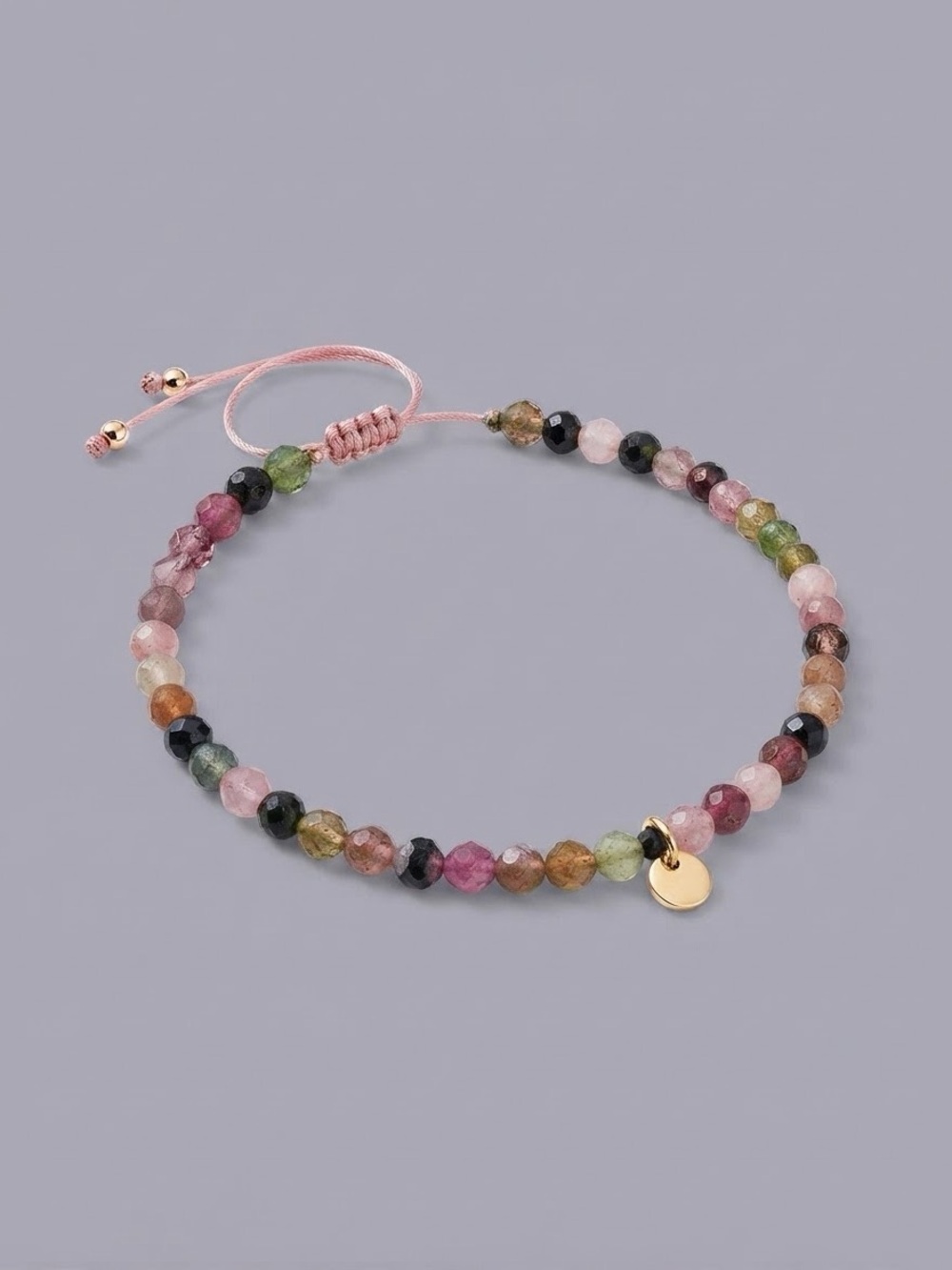 Multi Color Tourmaline Faceted Gemstone Bolo Bracelet Rose Gold